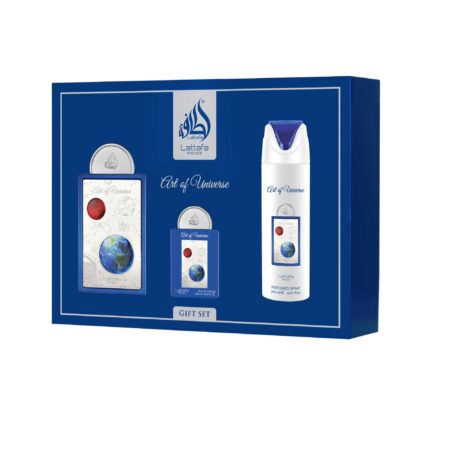 Lattafa Pride Art of Universe SET DE REGALO ( Eau de parfum 100 Ml Eau de parfum 30 Ml Desodorante en spray 200 Ml Atomizador de viaje )
