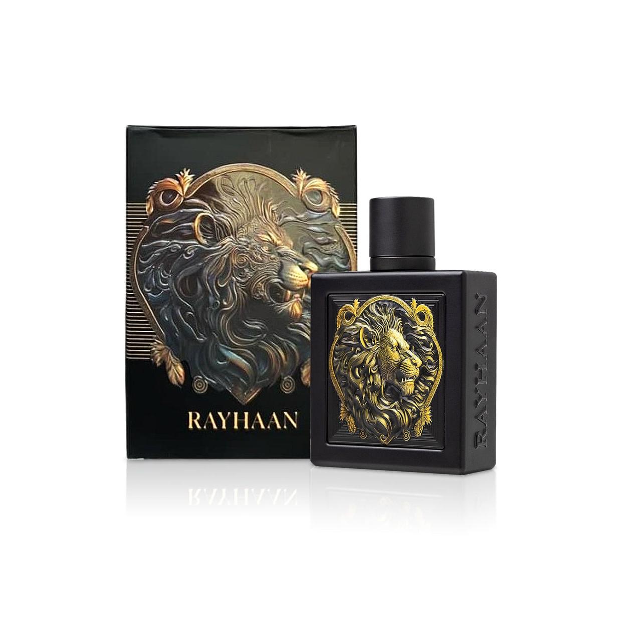 Rayhaan Lion 100ml Eau de Parfum Hombre - Perfume Árabe Oriental Amaderado | Lavanda Bergamota Menta Pera Canela Comino | Larga Duración